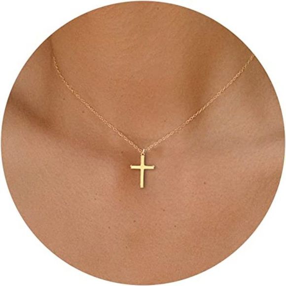 Cross Necklace for Women, 14K Gold Plated/Sterling silver Chain Necklace - Picture 1 of 4